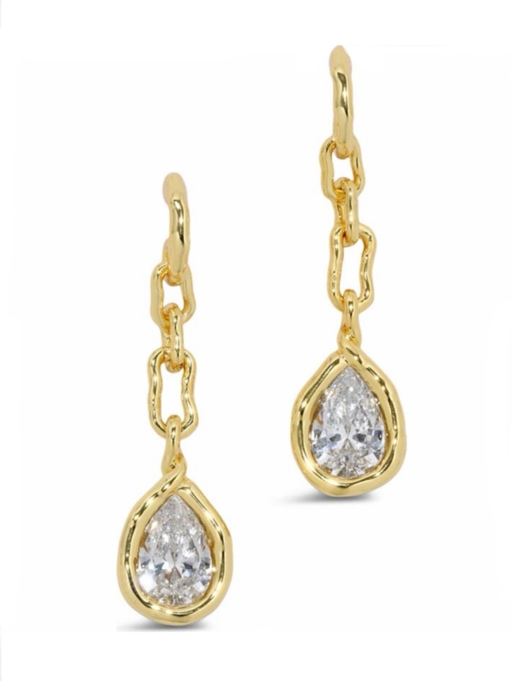 NEW Alexis Bittar Asterales Gold Link Pear Drop Vine Earrings Clear C Z AU21